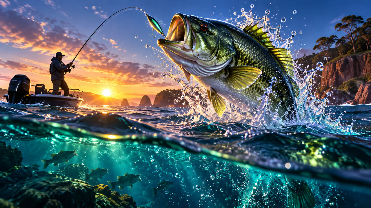 Original coastal fishing illustration for a feature-collector game review