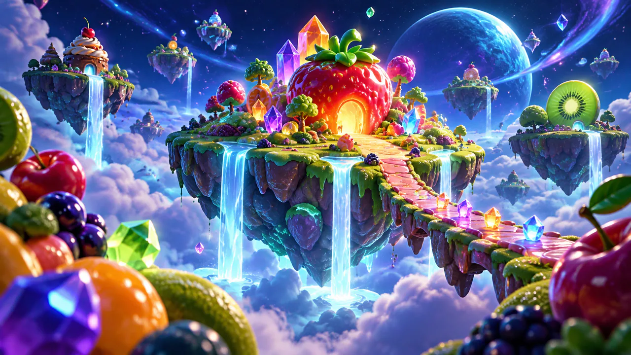 Original candy-world artwork illustrating a tumble-style game review
