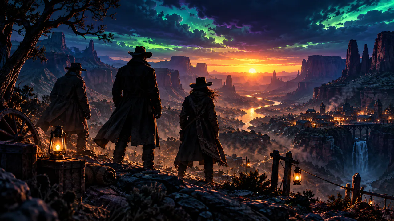 Original cinematic frontier artwork for a high-volatility game review